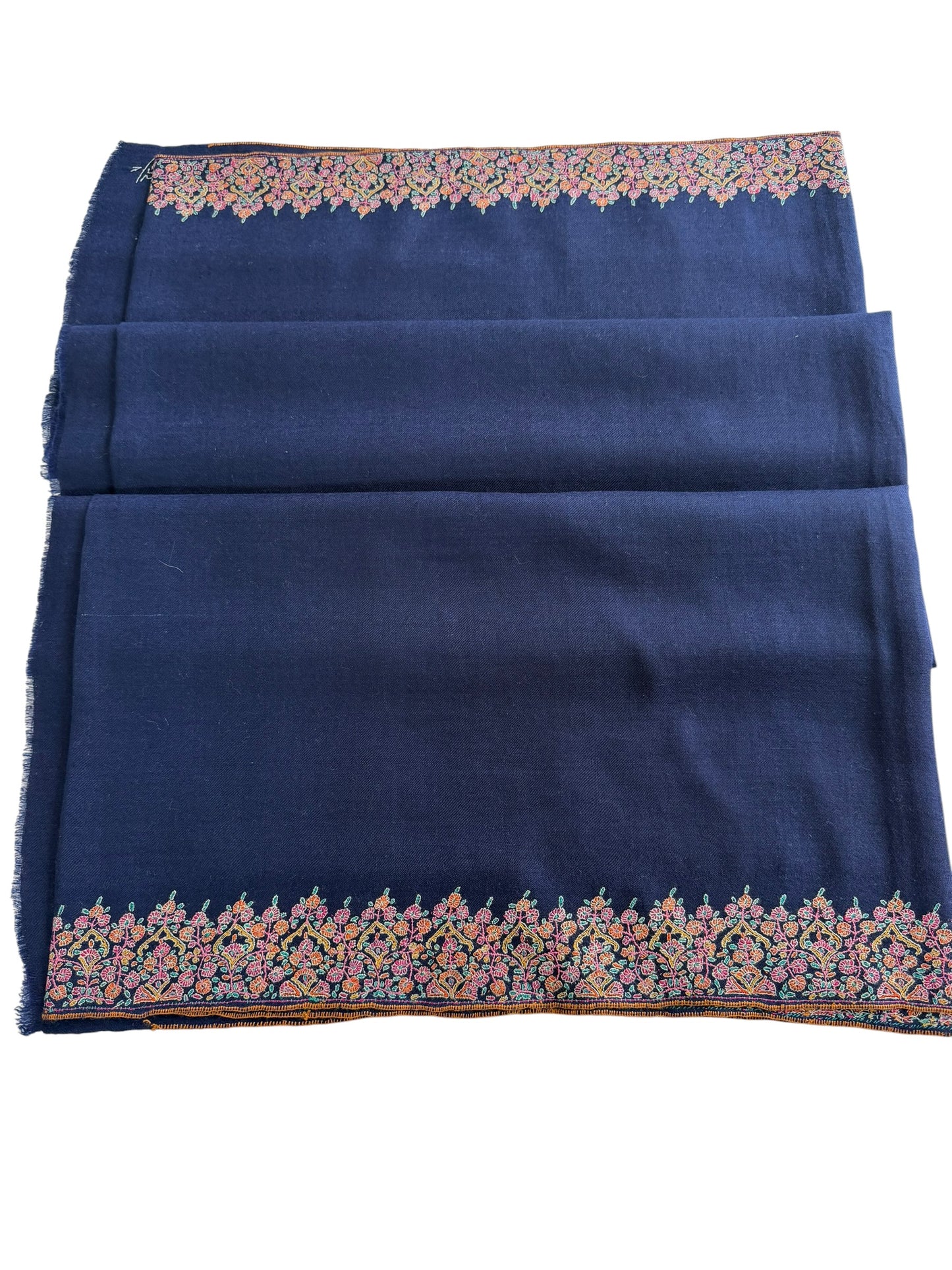 Navy Blue Pure Pashmina Shawl with Sozni Hand Embroidery